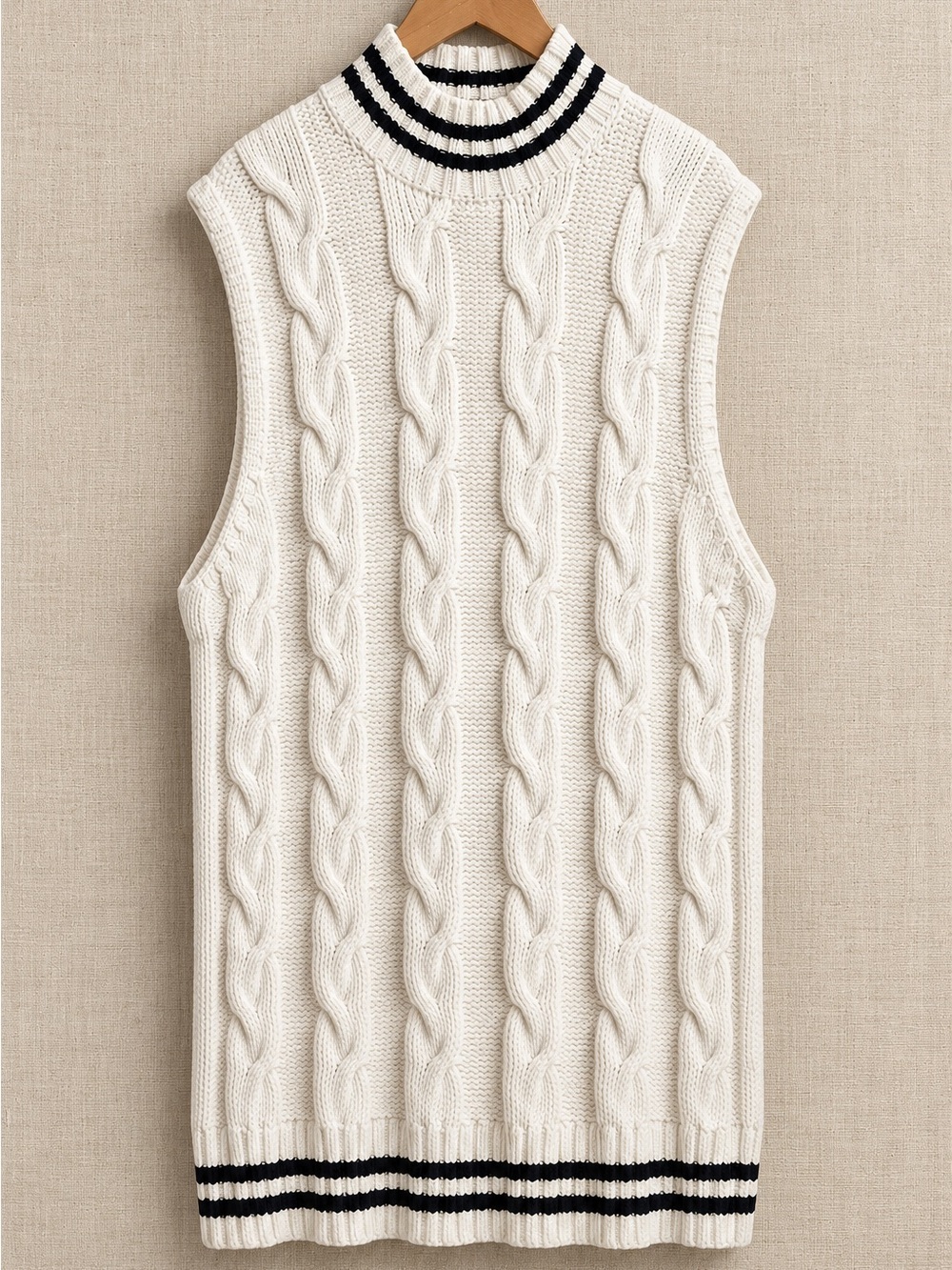 GANNI Made in Italy Cable Knit Longline Sweater Vest Cotton Blend M